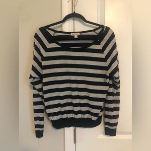 Black and gray striped long sleeve shirt juniors.